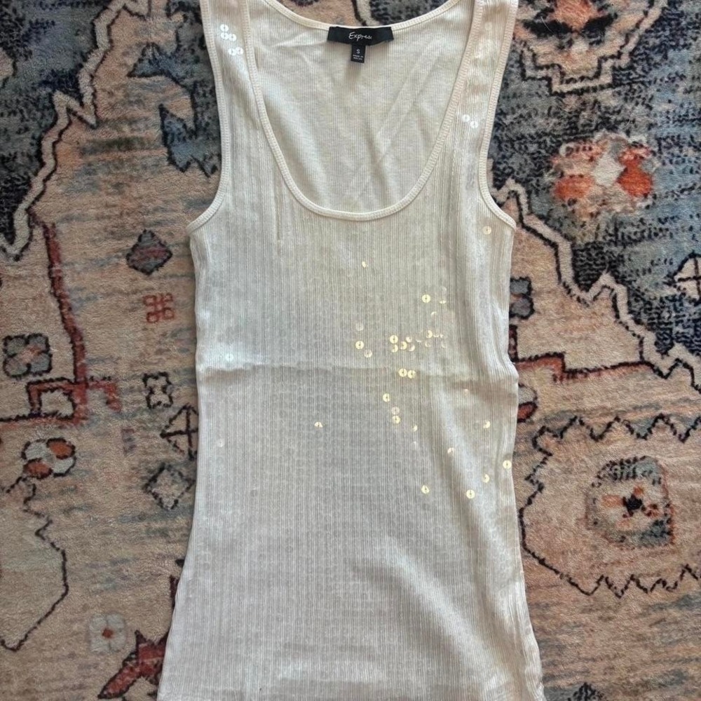 White Express y2k sequin tank top